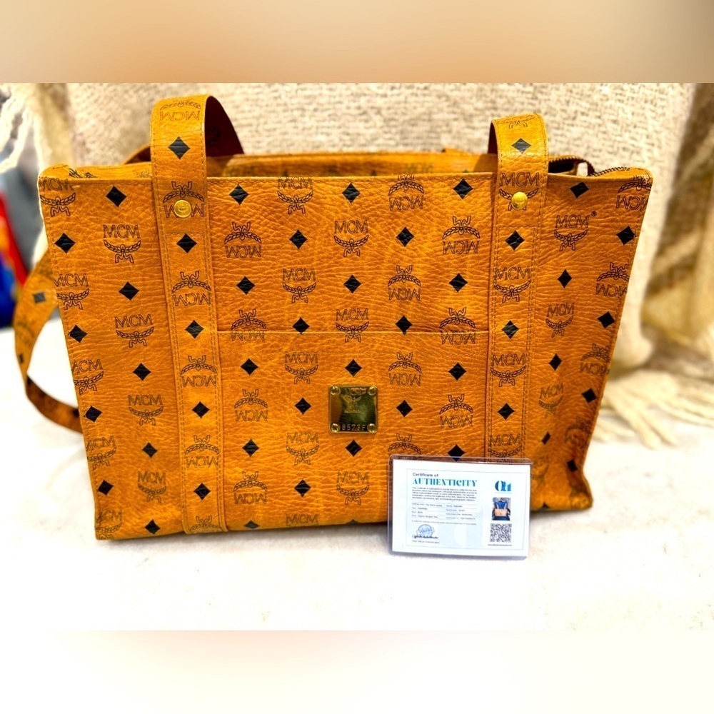 MCM Cognac Monogram Tote - Picture 3 of 11